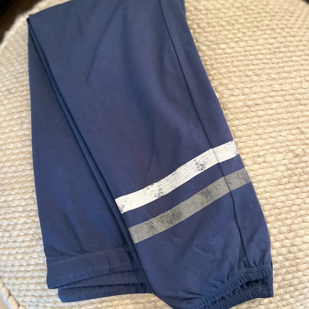 PJ Salvage Navy Blue Pajama Pants with Silver Stripes